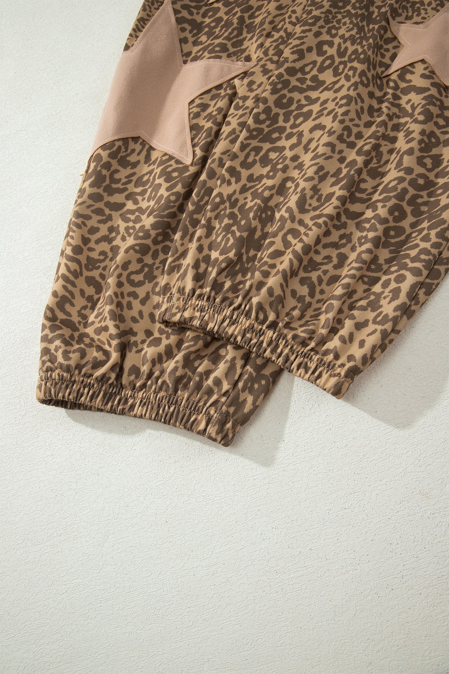 Leopard Star Patch Drawstring Jogger Pants