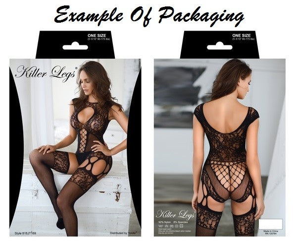 Striking & Plunge Sheer Bodystocking-Plus Size