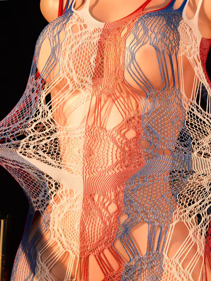 Spaghetti Straps See Through Bodycon Fishnet Dress