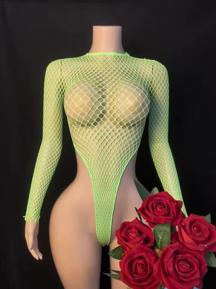 Bodycon Mesh Fishnet Bodysuit
