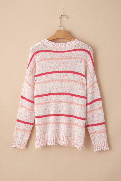 Confetti Round Neck Dropped Shoulder Sweater