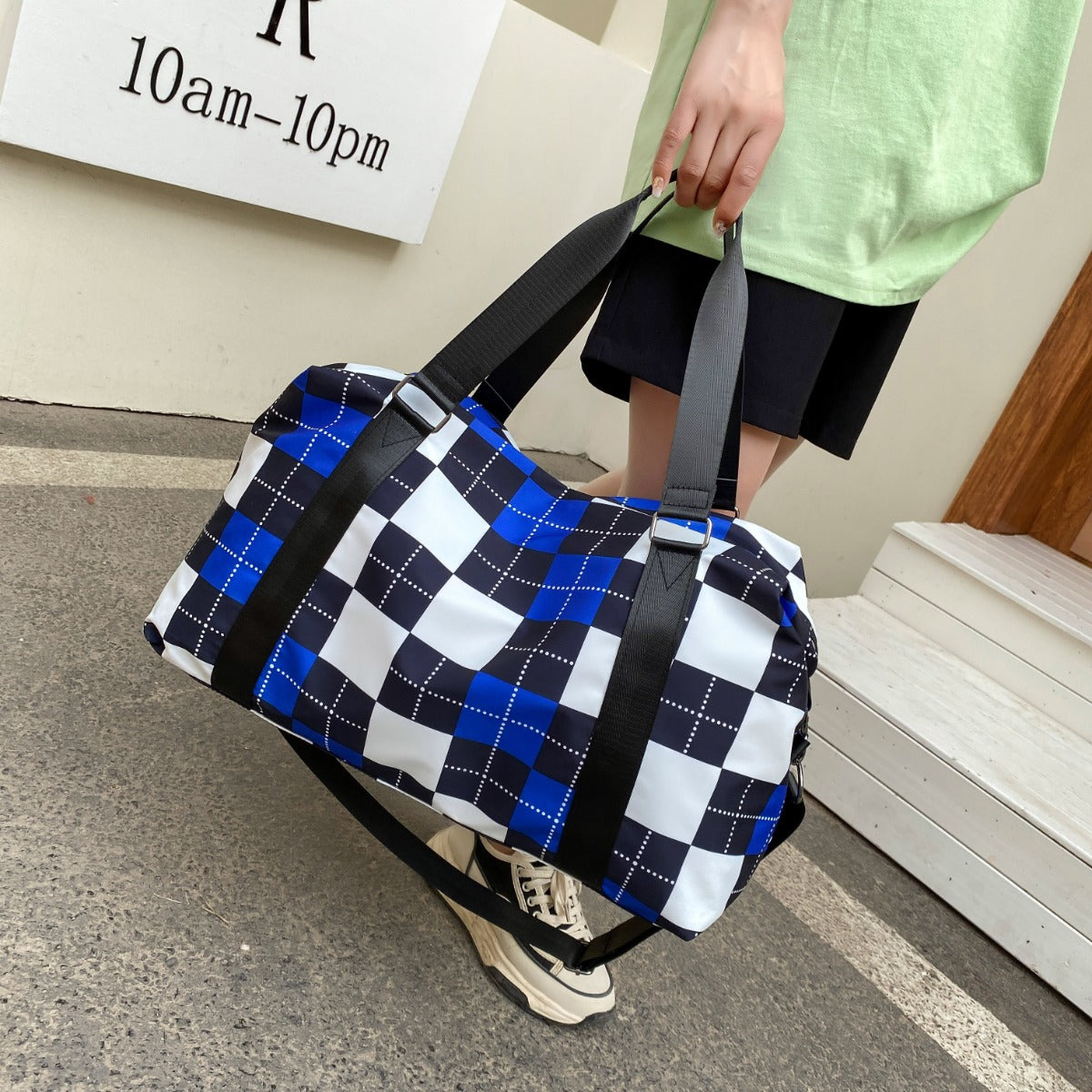 Oxford Cloth Plaid Travel Bag
