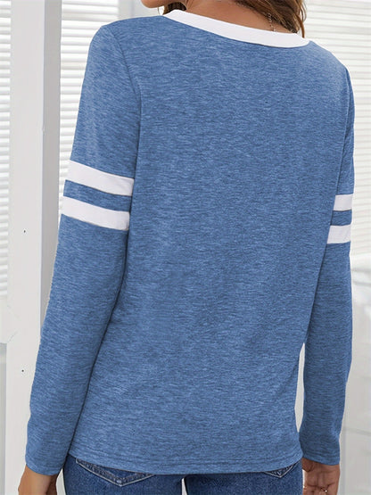 Heathered V-Neck Long Sleeve T-Shirt