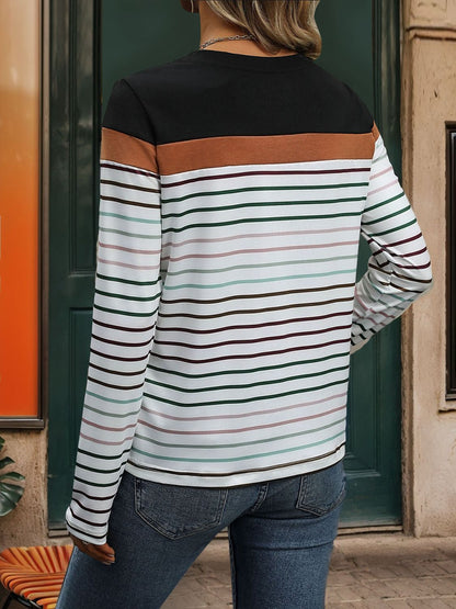 Striped Round Neck Long Sleeve T-Shirt