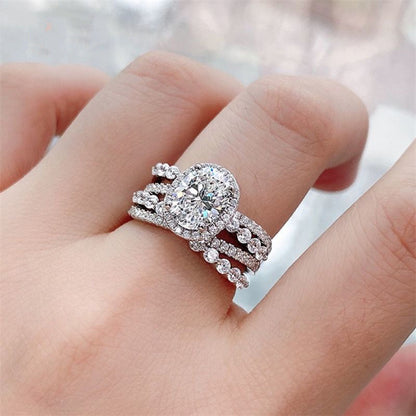 Moissanite 3 Carat 925 Sterling Silver Layered Ring
