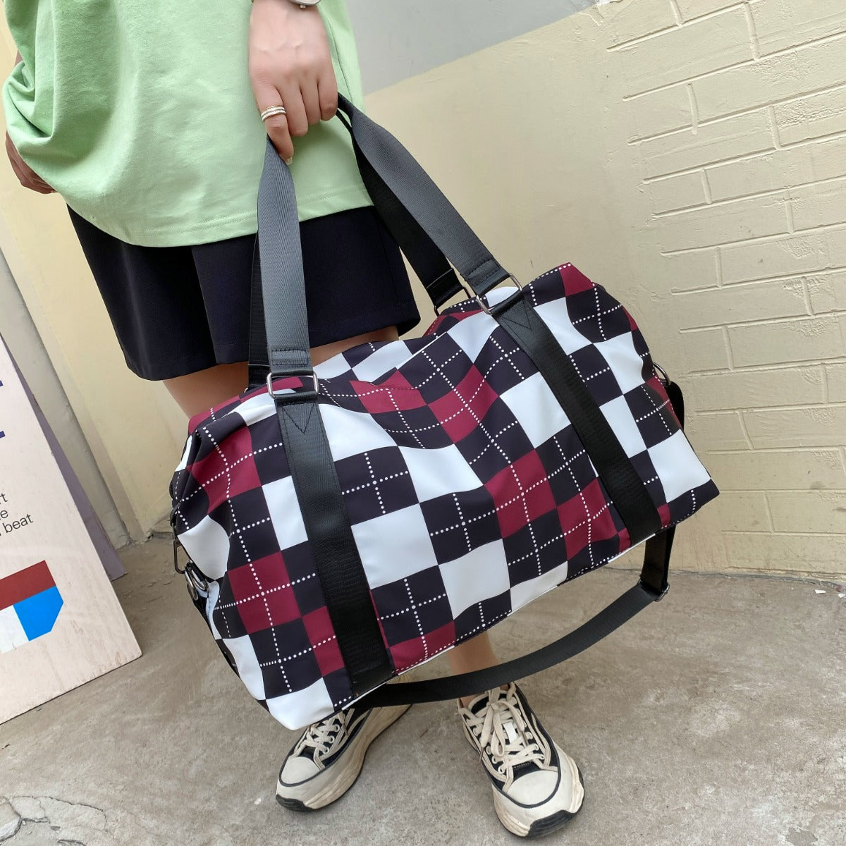 Oxford Cloth Plaid Travel Bag