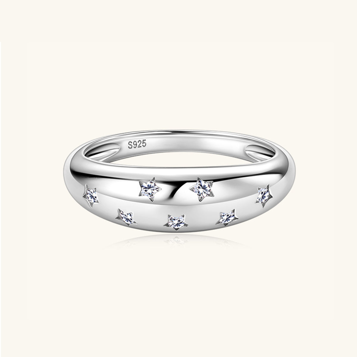 Moissanite 925 Sterling Silver Inlaid Star Ring