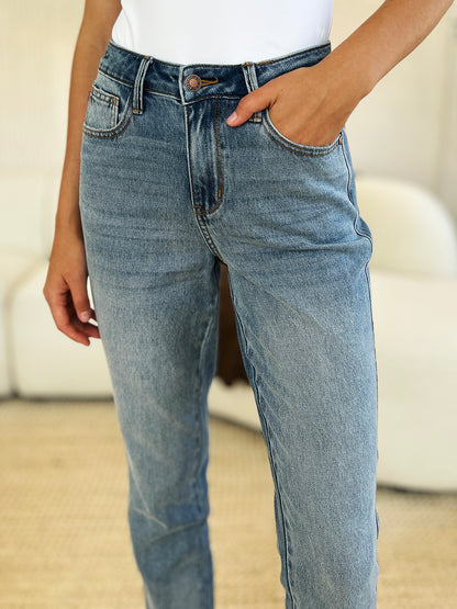 Judy Blue Full Size Mid Rise Rigid Magic Release Hem Jeans