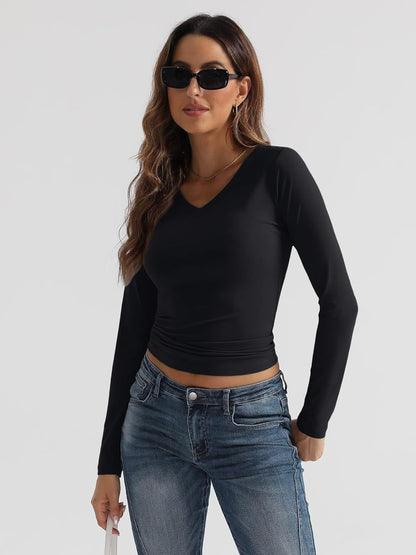 V-Neck Long Sleeve T-Shirt