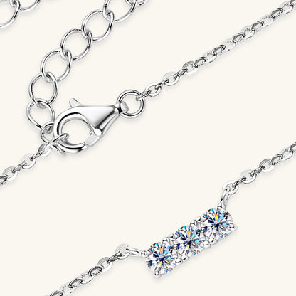 Moissanite 925 Sterling Silver Inlaid Bar Necklace
