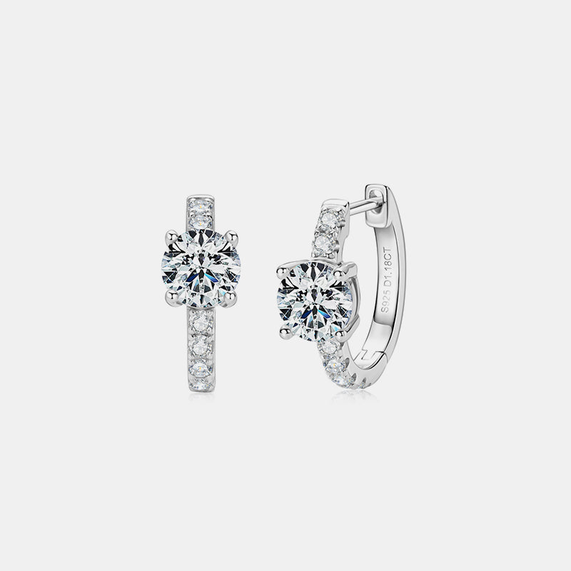 Moissanite 2.36 Carat Zircon 925 Sterling Silver Hoop Earrings