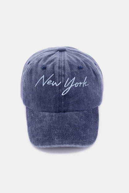 Zenana Washed Embroidered City Baseball Cap