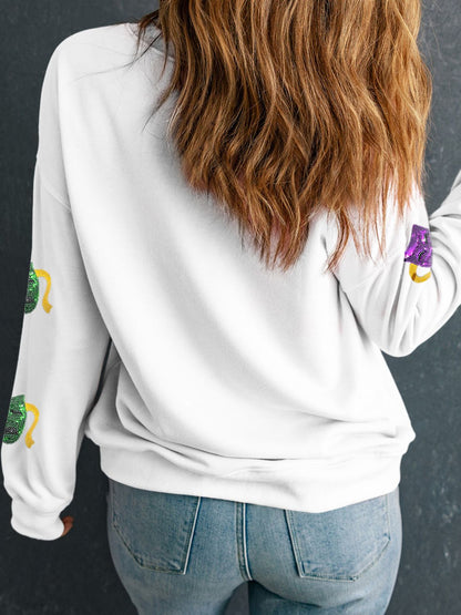 Sequin Round Neck Long Sleeve Sweatshirt