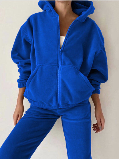 Zip Up Long Sleeve Hoodie and Joggers Set