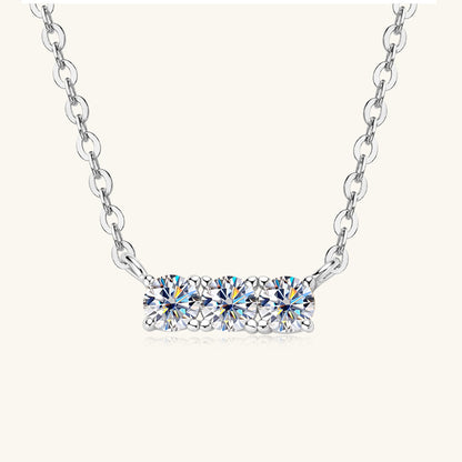 Moissanite 925 Sterling Silver Inlaid Bar Necklace