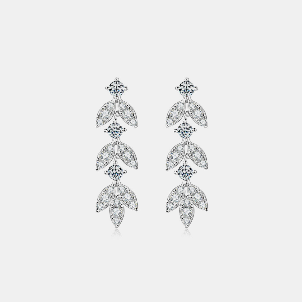 Moissanite 925 Sterling Silver Leaf Earrings