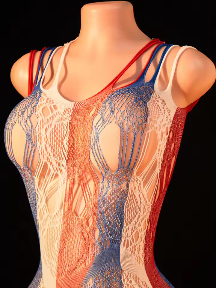 Spaghetti Straps See Through Bodycon Fishnet Dress