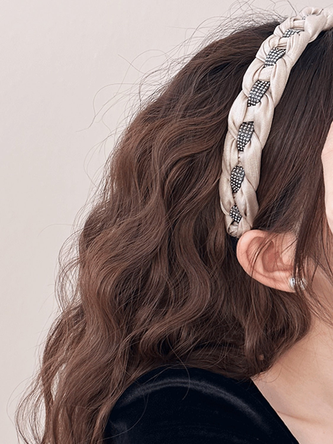 Rhinestone Braided Wide Headband