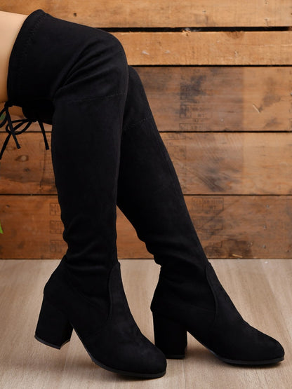 Round Toe Block Heel Boots