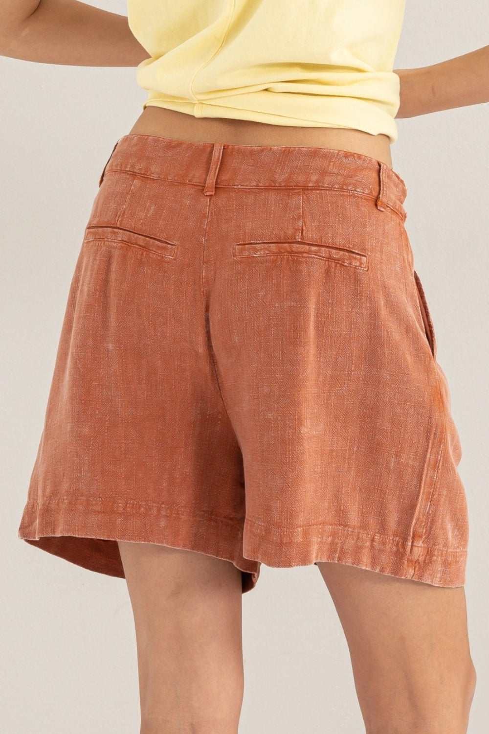 HYFVE High Waist Pleated Linen Shorts