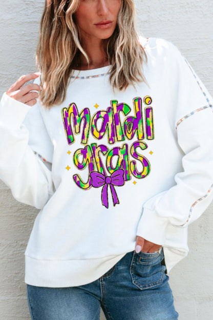 MARDI GRAS Round Neck Long Sleeve Sweatshirt