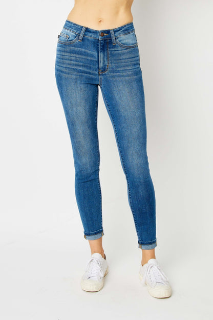 Judy Blue Full Size Cuffed Hem Low Waist Skinny Jeans