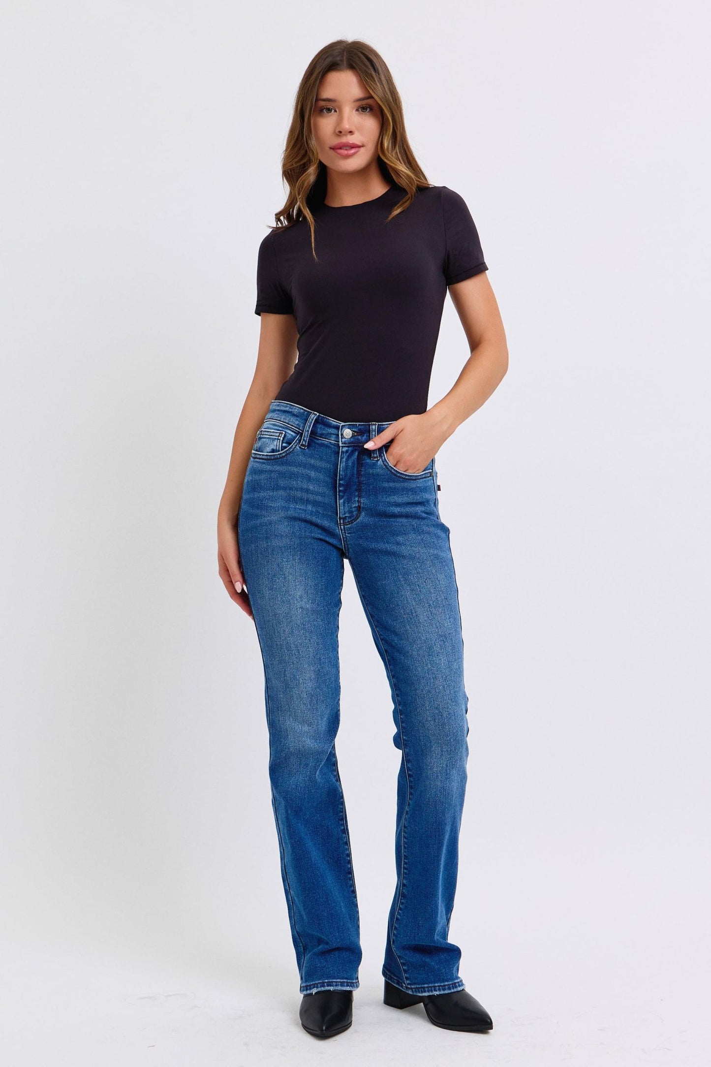 Judy Blue Full Size Mid-Rise Bootcut Jeans with Thermal Lining