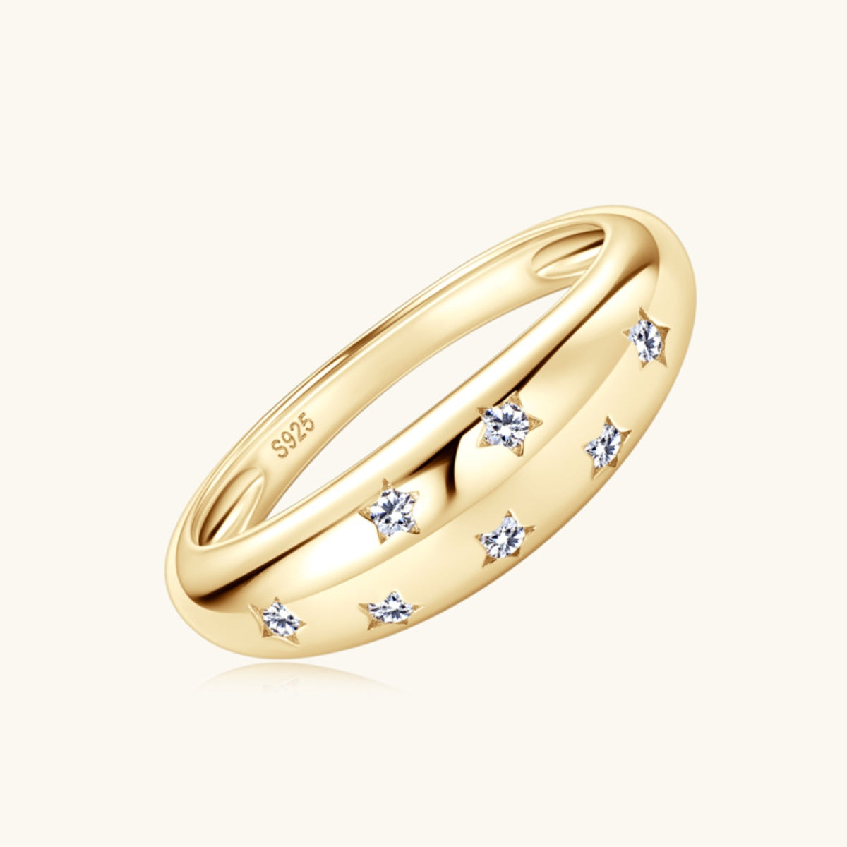 Moissanite 925 Sterling Silver Inlaid Star Ring