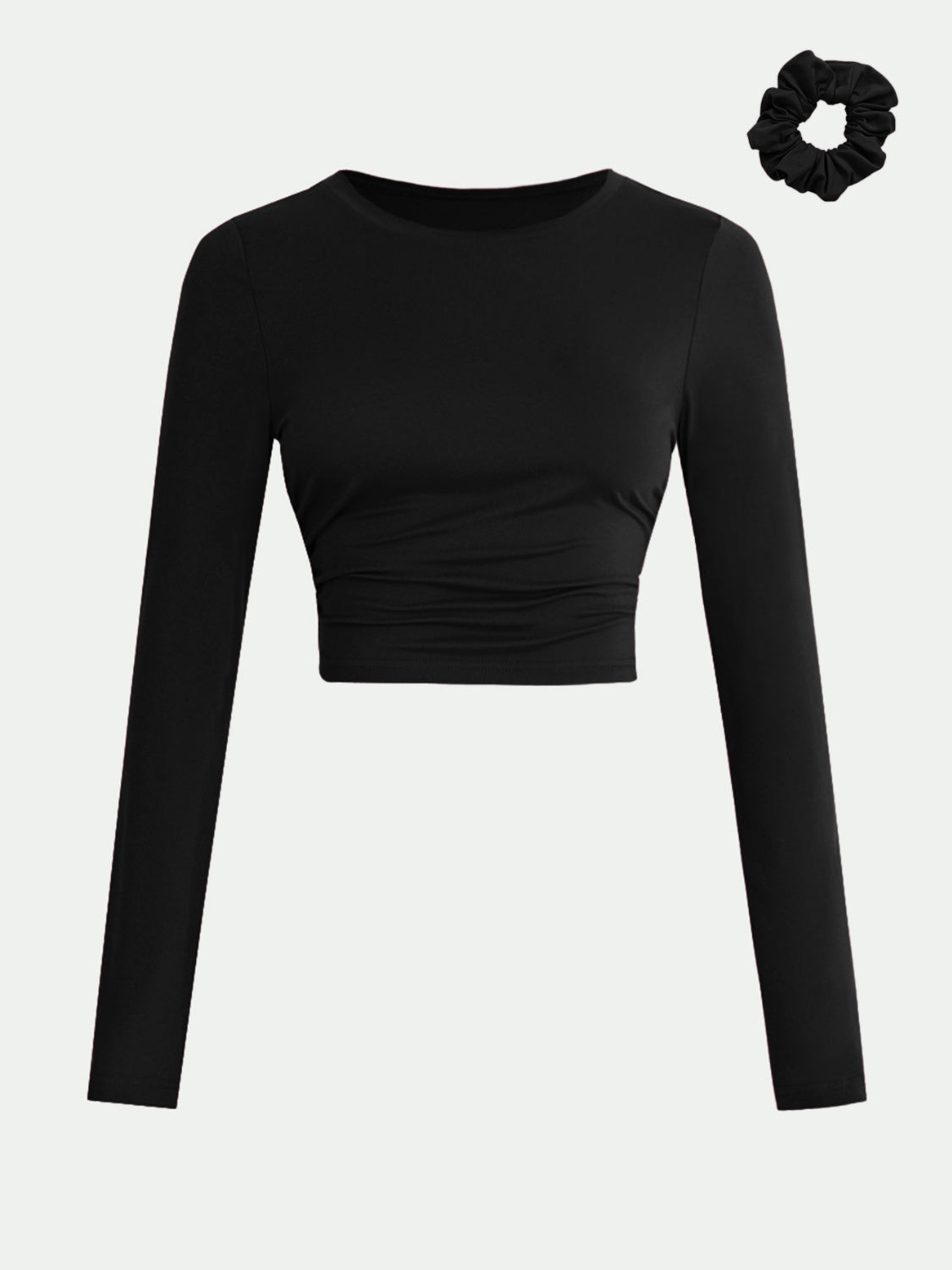 Round Neck Long Sleeve Cropped T-Shirt