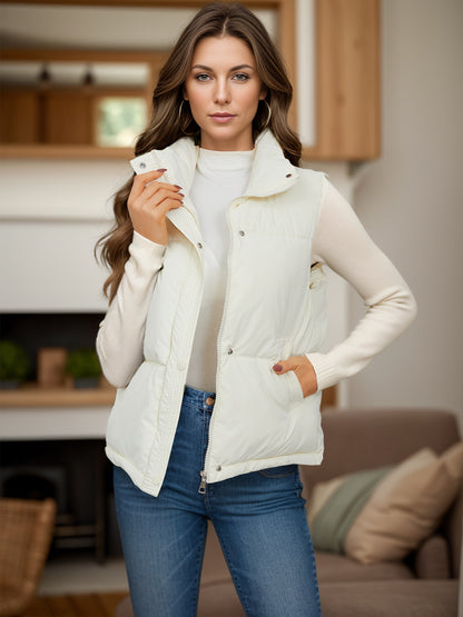 Pocketed Zip Up Vest Coat