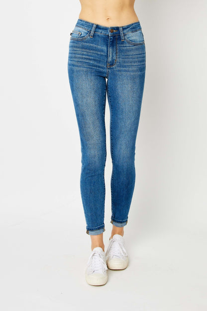 Judy Blue Full Size Cuffed Hem Low Waist Skinny Jeans