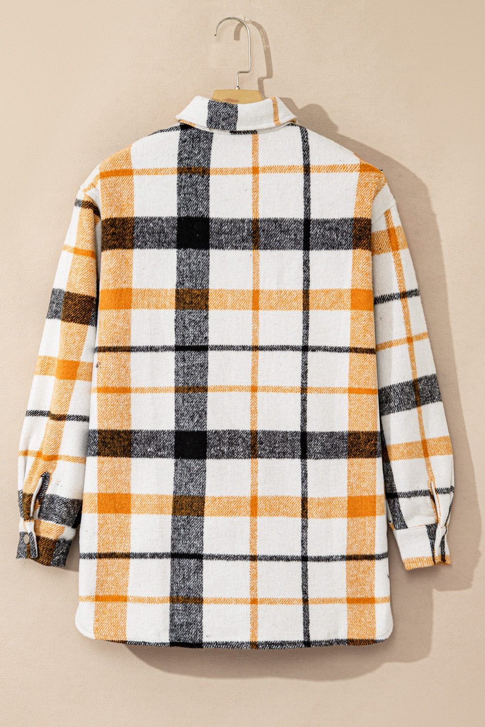 Plaid Snap Down Collared Neck Shacket