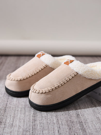 Contrast Round Toe Flat Slippers