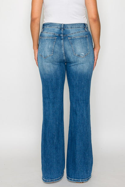 bytos Full Size Distressed High Rise Jeans with Pockets