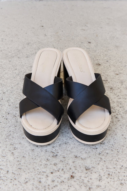 Weeboo Cherish The Moments Contrast Platform Sandals in Black