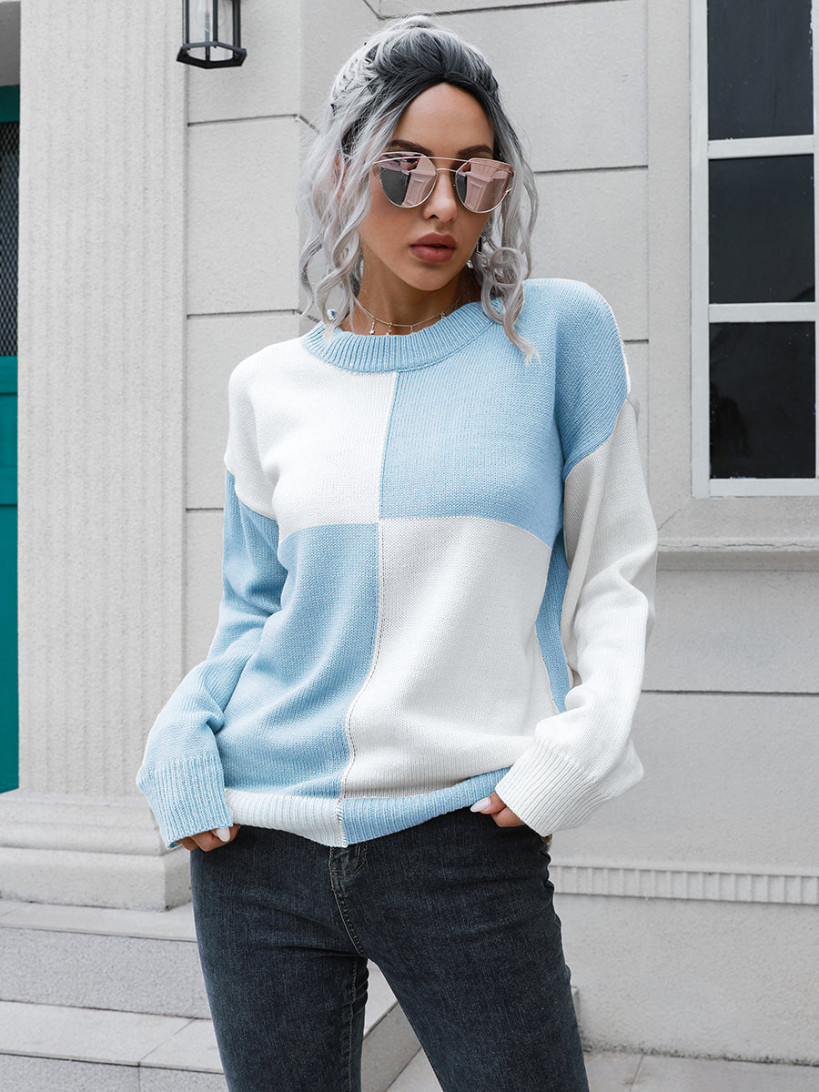 Contrast Drop Shoulder Sweater