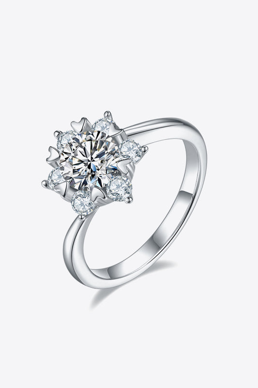 Moissanite 1 Carat 925 Sterling Silver Cluster Adored Ring