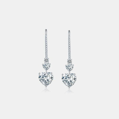 Moissanite 5.44 Carat 925 Sterling Silver Heart Drop Earrings