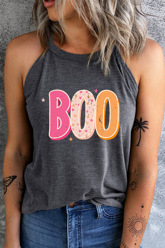 Round Neck Sleeveless Boo Graphic Tank Top