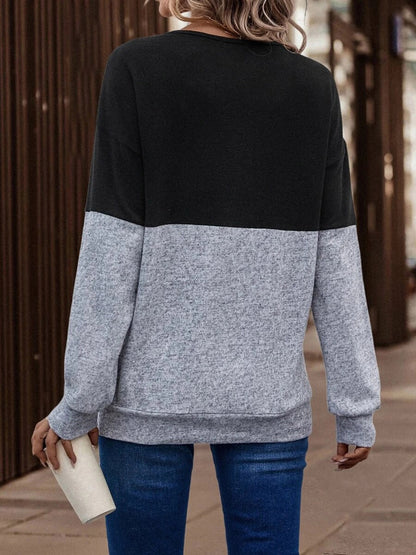 Two-Tone Crisscross Detail Sweatshirt