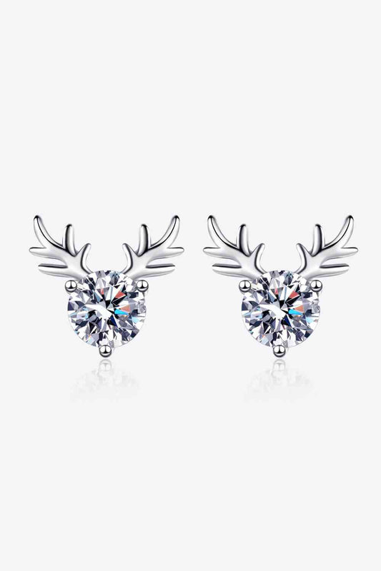 Moissanite 925 Sterling Silver Reindeer-Shaped Earrings