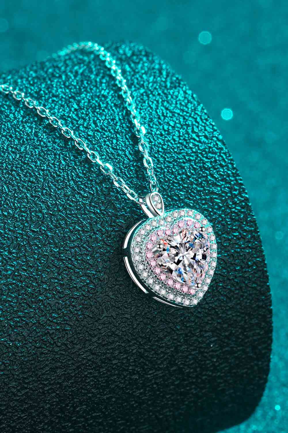 Moissanite 925 Sterling Silver 1 Carat Heart Pendant Necklace