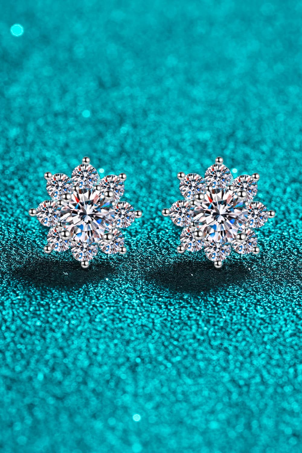 Moissanite 1 Carat 925 Sterling Silver Flower Earrings