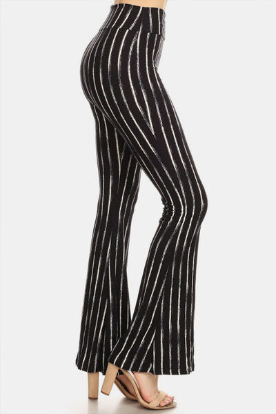 Leggings Depot Striped High Waist Flare Pants