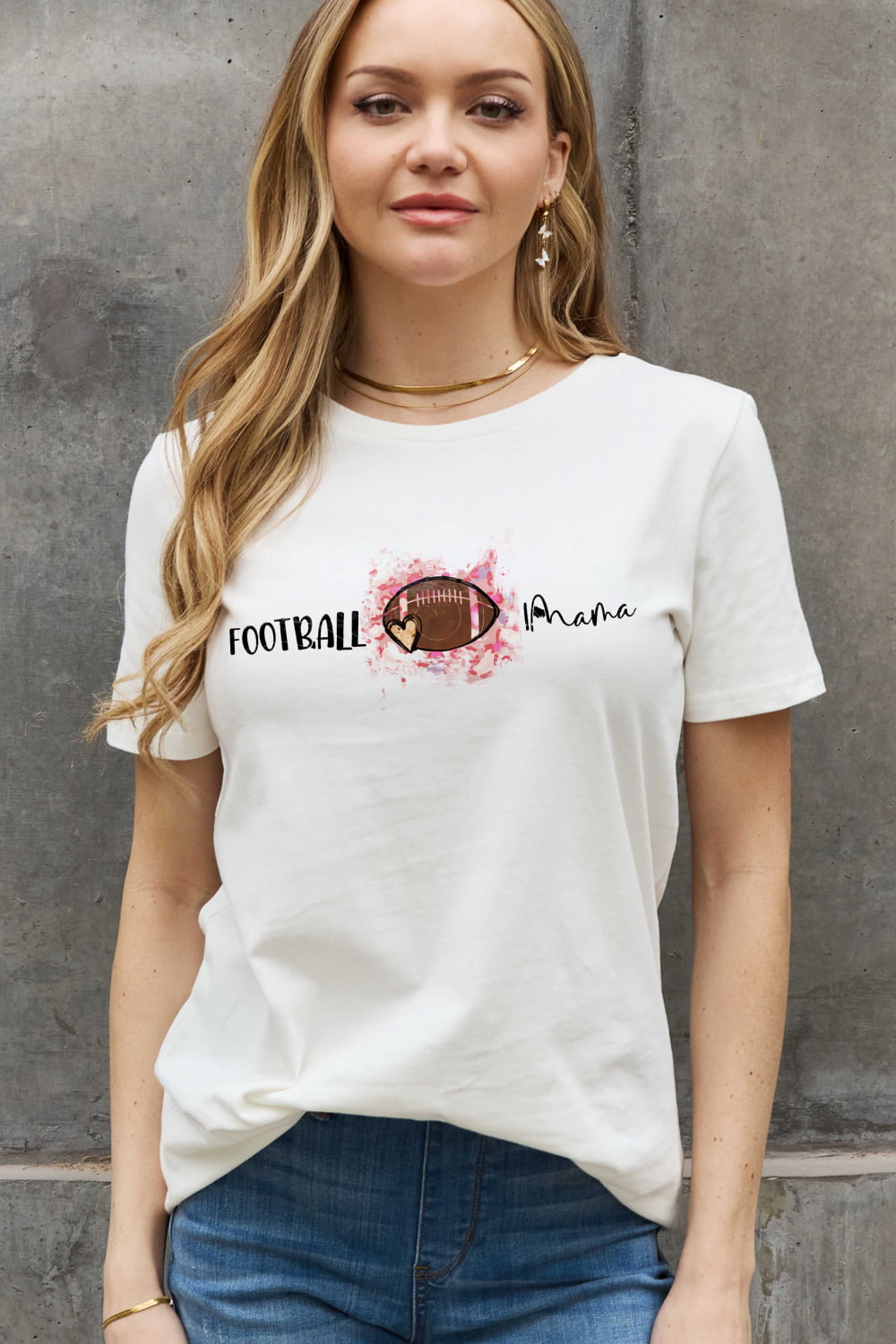 Simply Love Full Size Football Mama Graphic Cotton Tee