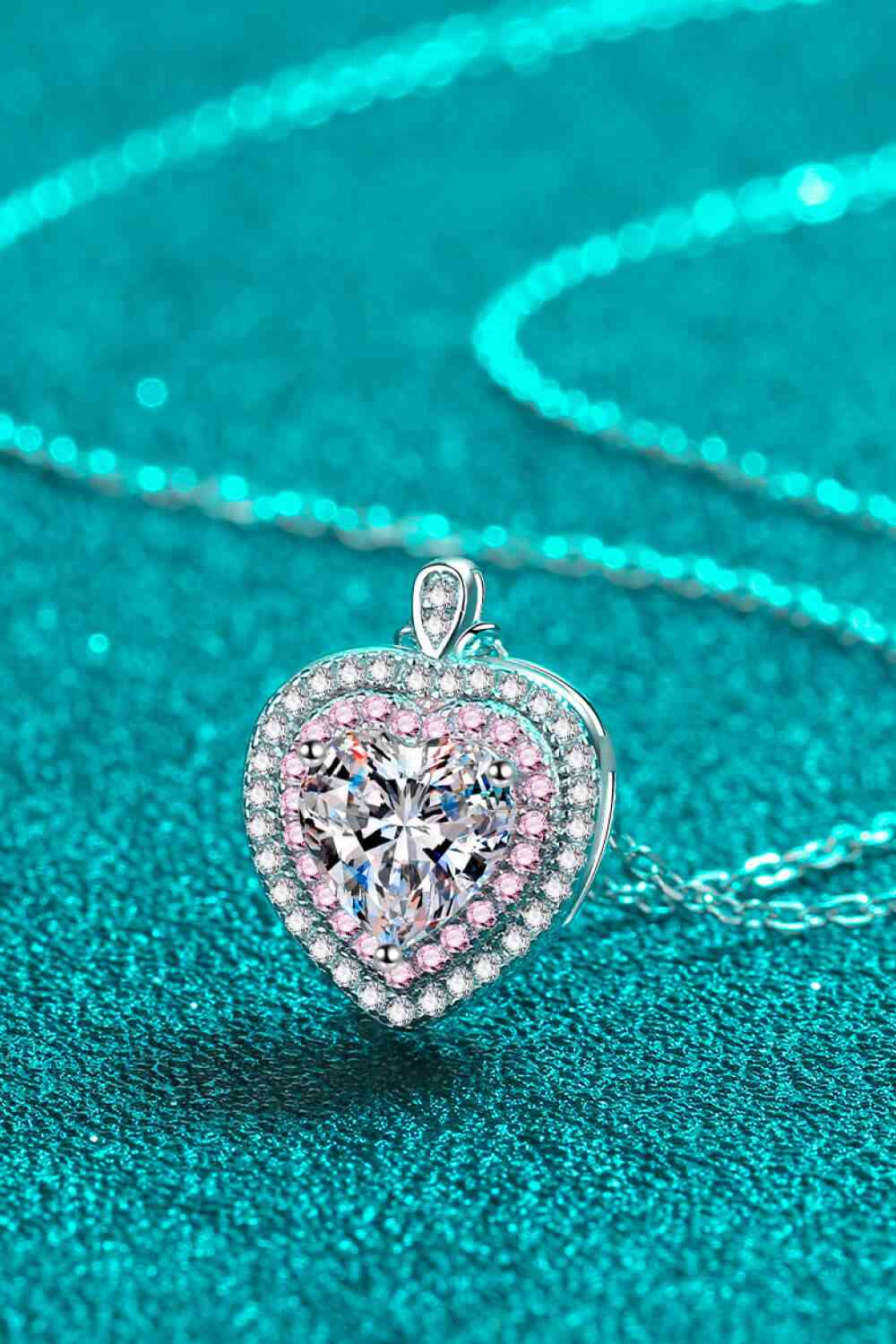 Moissanite 925 Sterling Silver 1 Carat Heart Pendant Necklace