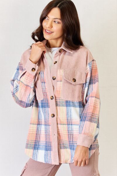 J.NNA Plaid Colorblock Button Down Jacket